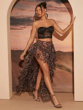 Haute Women's Leopard Print Pleated Ruffle Layered Skirt, Casual Resort Wear